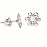 Sterling silver diamond accent daisy earrings