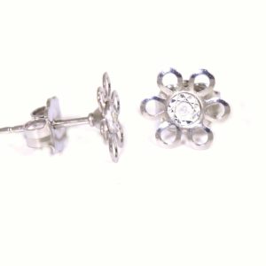 Sterling silver diamond accent daisy earrings